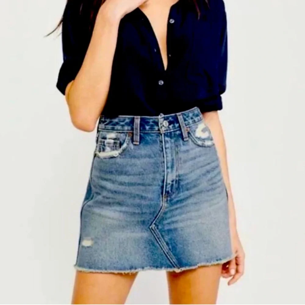 ABERCROMBIE & FITCH Zoe Natural Rise Vintage A-Line Skirt Denim Mini Y2K Size 0